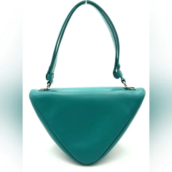 SALE! Prada Triangle Pavone Green Nappa Leather 2 Way Bag W/DB & Strap - Picture 3 of 16